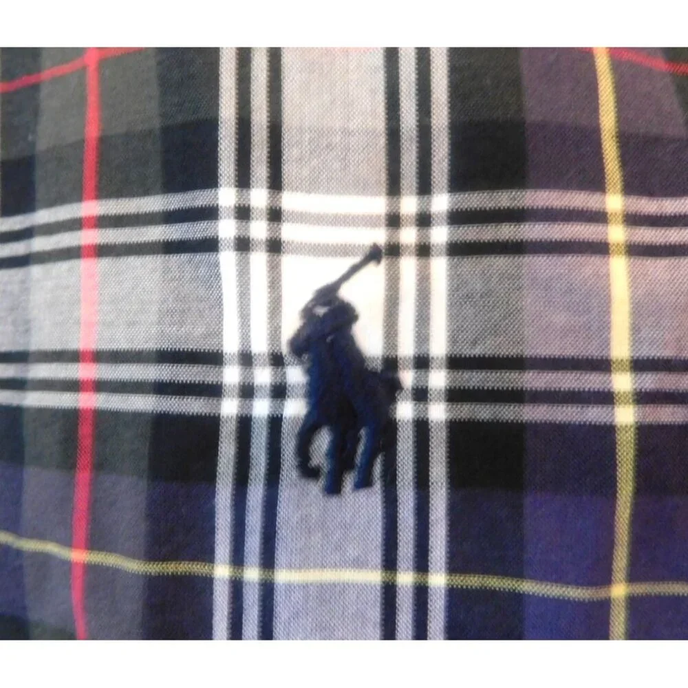 Ralph Lauren Boys Size L 14 16 Plaid Button Down Shirt Embroidered Logo